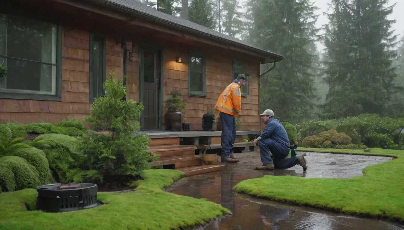 A friendly local septic provider explaining a repair plan to a homeowner in a yard in the Wilsonville area